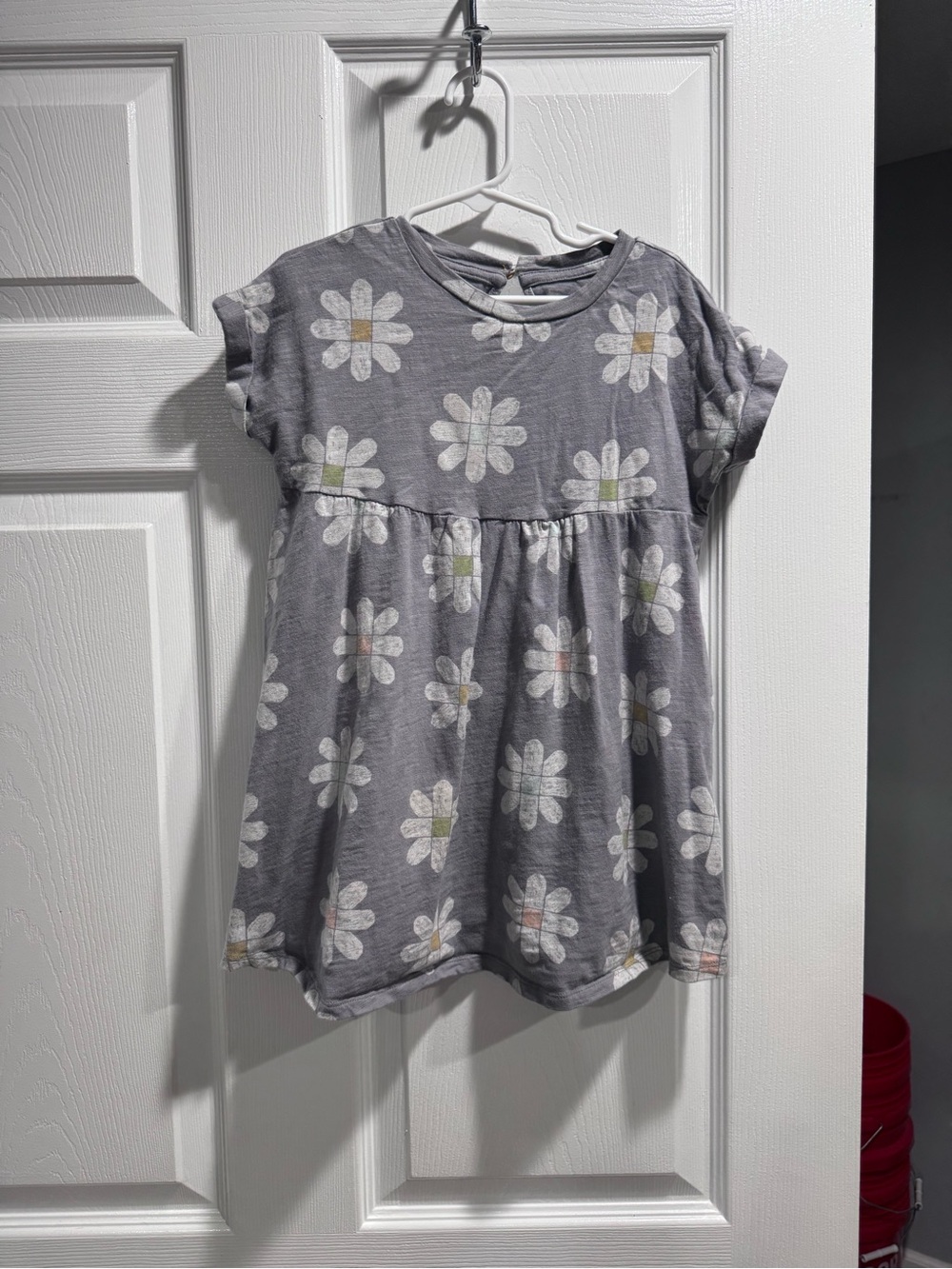Girls' Gray Daisy Tee Dress - Casual Everyday Dress